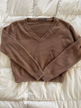 Vintage Brandy Melville Chocolate Brown V-Neck Knit Sweater
